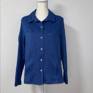 TANJAY Navy Textured Button-Down Jacket Size M